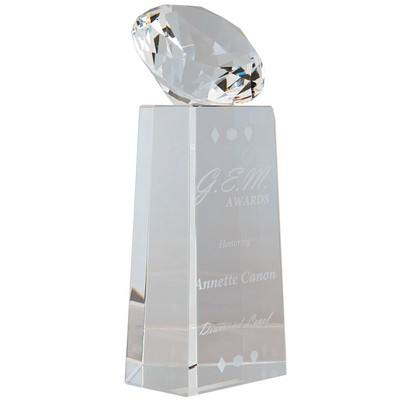 Clear Towering Diamond Crystal Award, 7 3/4"