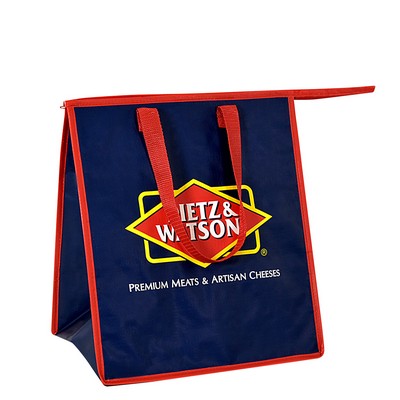 Custom 145g Laminated Woven Insulated Grocery Cooler Bag 13"x15"x10"