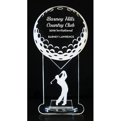 VALUE LINE! Acrylic Engraved Award - 8" Golfer and Golf Ball - Key Base