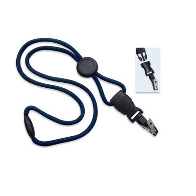 1/4" Blank Detachable Lanyard w/Round Slide &amp; Bulldog Clip (Navy Blue)