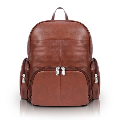 CUMBERLAND | 15" Brown Leather Dual-Compartment Laptop Backpack | McKleinUSA