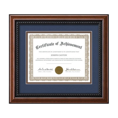 Weyden Certificate Frame - Walnut/Midnight Blue 8½"x11"