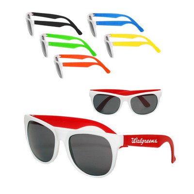 Union Printed - Economy White Face Two-Tone Sunglasses with 1-Color Logo