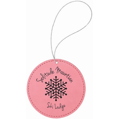 Pink Leatherette Round Ornament