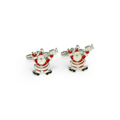 Rhodium Plated Cufflinks Santa Claus