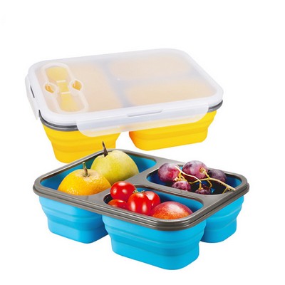 3-Compartment Silicone Bento Lunch Box