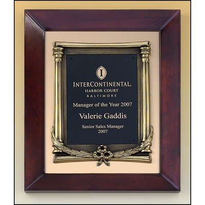 Airflyte® Cherry Finish Plaque w/Antique Bronze Frame & Brushed Metal Gold Background