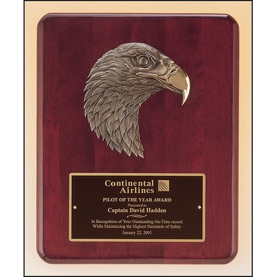 Rosewood Stained Piano-Finish Plaque w/Finely Detailed Bronze Finished Eagle Casting (8"x 10.5")