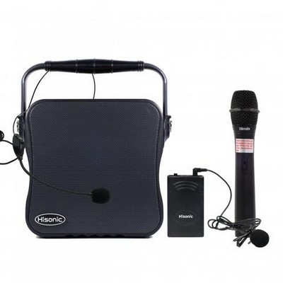 Hisonic® Dual Channel Wireless Black PA System w/MP3 Player & FM Radio