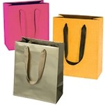 Laminated Manhattan Bag w/Grosgrain Handles (6"x3"x6")