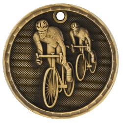 2" Antique Finish 3D Bicycling Medal