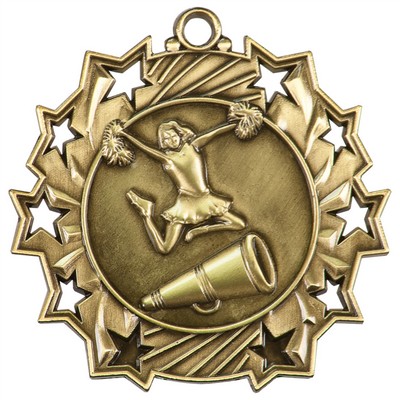 2 1/4" Ten Star Antique Finish Medal-Cheer