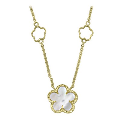 10K Silver Flower Fashion Pendants with Gold Finished Border