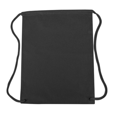 Cotton Canvas Black Drawstring Bag