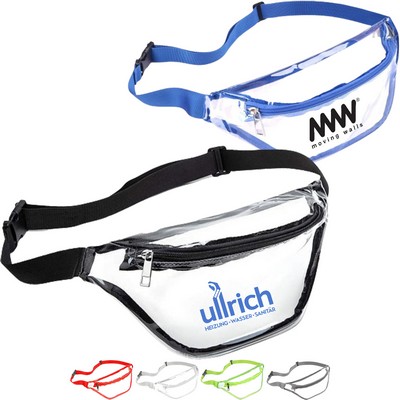 Clear Transparent PVC Fanny Pack Bag W/Zipper Pocket