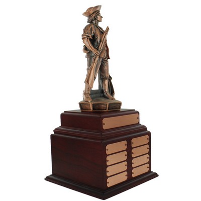 18¾" Bronze Perpetual Minuteman Trophy w/8 Name Plates