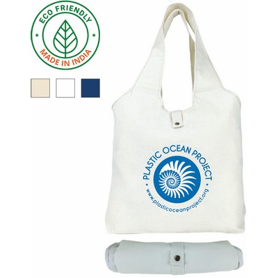 7 oz Cotton Canvas White Tote Bag - Eco Friendly Fold & Snap Sling Tote 18 x 15 x 4