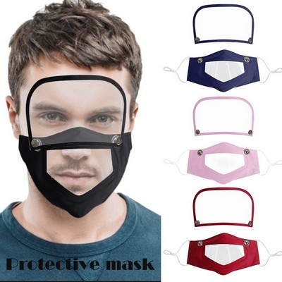 Transparent Cotton Mask w/Collapsible Face Shield