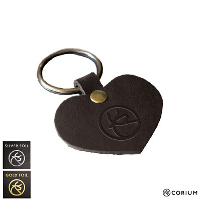 Leather Heart Key Fob Low MOQ Fast Ship Logo Deboss, Monogrammed With Letter or Number