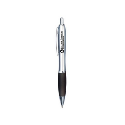 Silver Barrel Pen with Rubber Grip