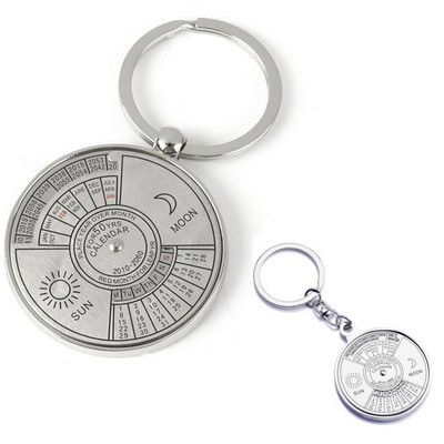 Round Metal Calendar Keychain