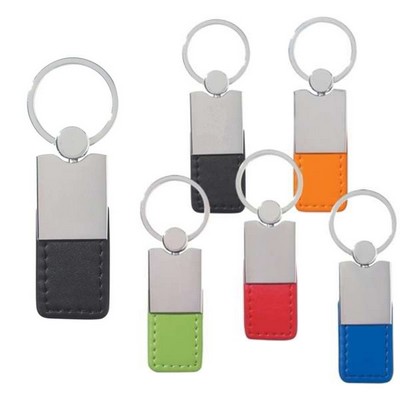 Metal Simulated Leather Key Tag