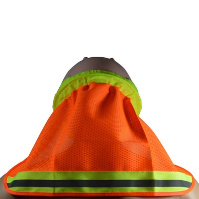 High Visibility Neck Sun Shield for Hard Hats, ORANGE MESH