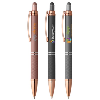 Phoenix Softy Rose Gold Metallic Pen w/ Stylus - ColorJet