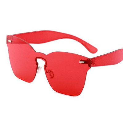 One Piece PC Lens Wide Arms Rimless Sunglasses