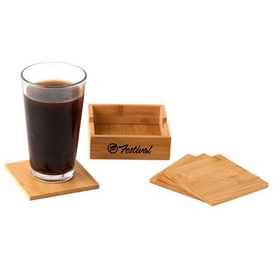 Square Bamboo Coaster Set