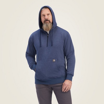 Ariat® Men's Navy Heather Rebar® Workman™ ¼ Zip Hoodie