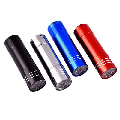 Mini Aluminum 9 LED Flashlights With Lanyard (Battery Included)