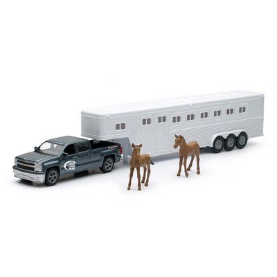 1:43 Scale Chevrolet® Silverado W/ Horse Trailer (u)