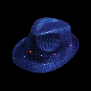 Light-Up Blue Sequin Fedora