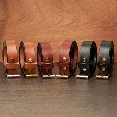 1.25" Full-Grain Leather Belt w/Buckle- one piece construction / english bridle cowhide- USA