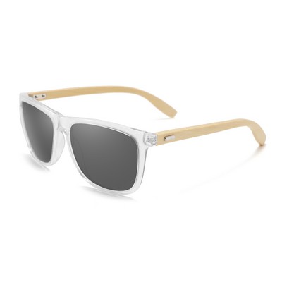 Bamboo Sunglasses - Smoke Lenses - White Frames