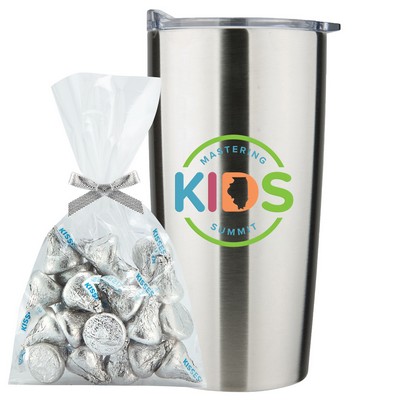 Promo Revolution - 20 Oz. Vacuum Sealed Straight Tumbler Gift Set w/Hershey's® Kisses® Mug Stuffer