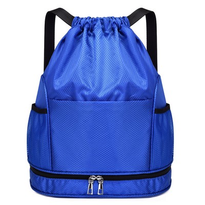 Drawstring Backpack With Shoe Compartment