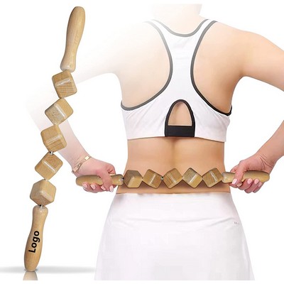 Manual Wooden Fascia Massage Roller Trigger Points for Release Cellulite Sore Muscle Blasting