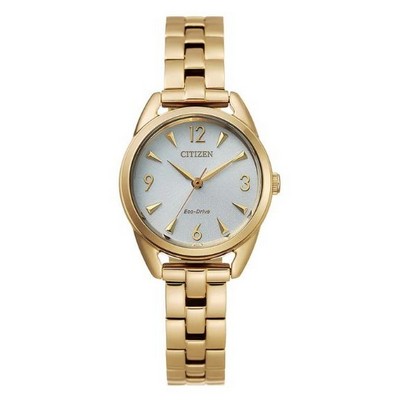 Citizen® Ladies' Eco-Drive® Gold-Tone Watch w/White Dial