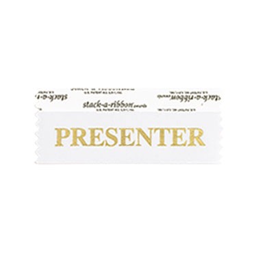 Presenter Stk A Rbn White Ribbon With Gold Imprint