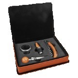 Light Brown Leatherette 4-Piece Wine Tool Set