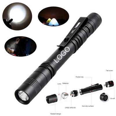 Pocket LED Flashlight With Pen Clip