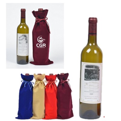 Velvet Drawstring Wine Bottle Bag