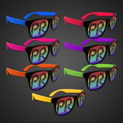 Rainbow Pride Neon Billboard Sunglasses w/Purple Arms