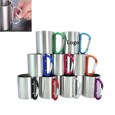 7.5oz Double-walled Camping Mug With Screw Carabiner Handle