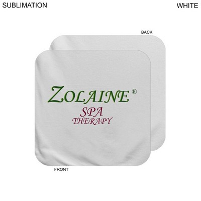 Plush and Soft White Velour Terry Cotton Blend Face Cloth, 12x12, Sublimated Full color logo