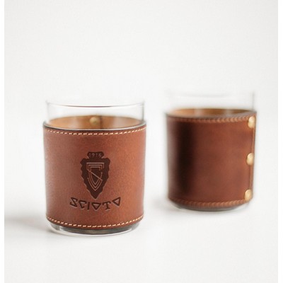 13 Oz. Rocks Glasses w/Leather Wrap - Set of 2