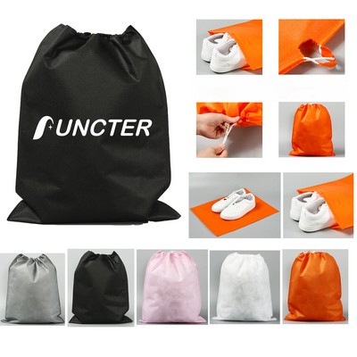 15.8" x 19.7" Non-Woven Drawstring Bag Travel Storage Bags For Clothes Shoes