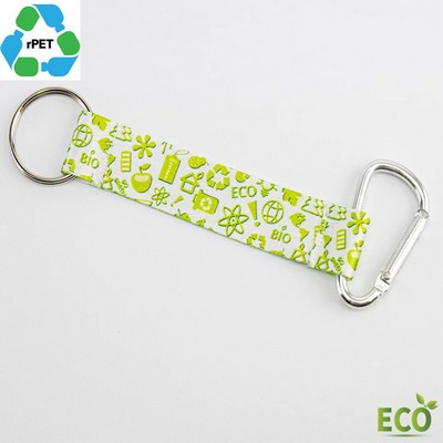 3/4" RPET Recycled 100% Polyester Sublimation Pocket Lanyards Carabiner W/ Keyring